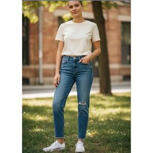 Rag & Bone Nina High Rise Distressed Ankle Cigarette Jeans 24 Blue‎